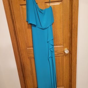 Brand New Never Worn BCBG emerald one shoulder gown